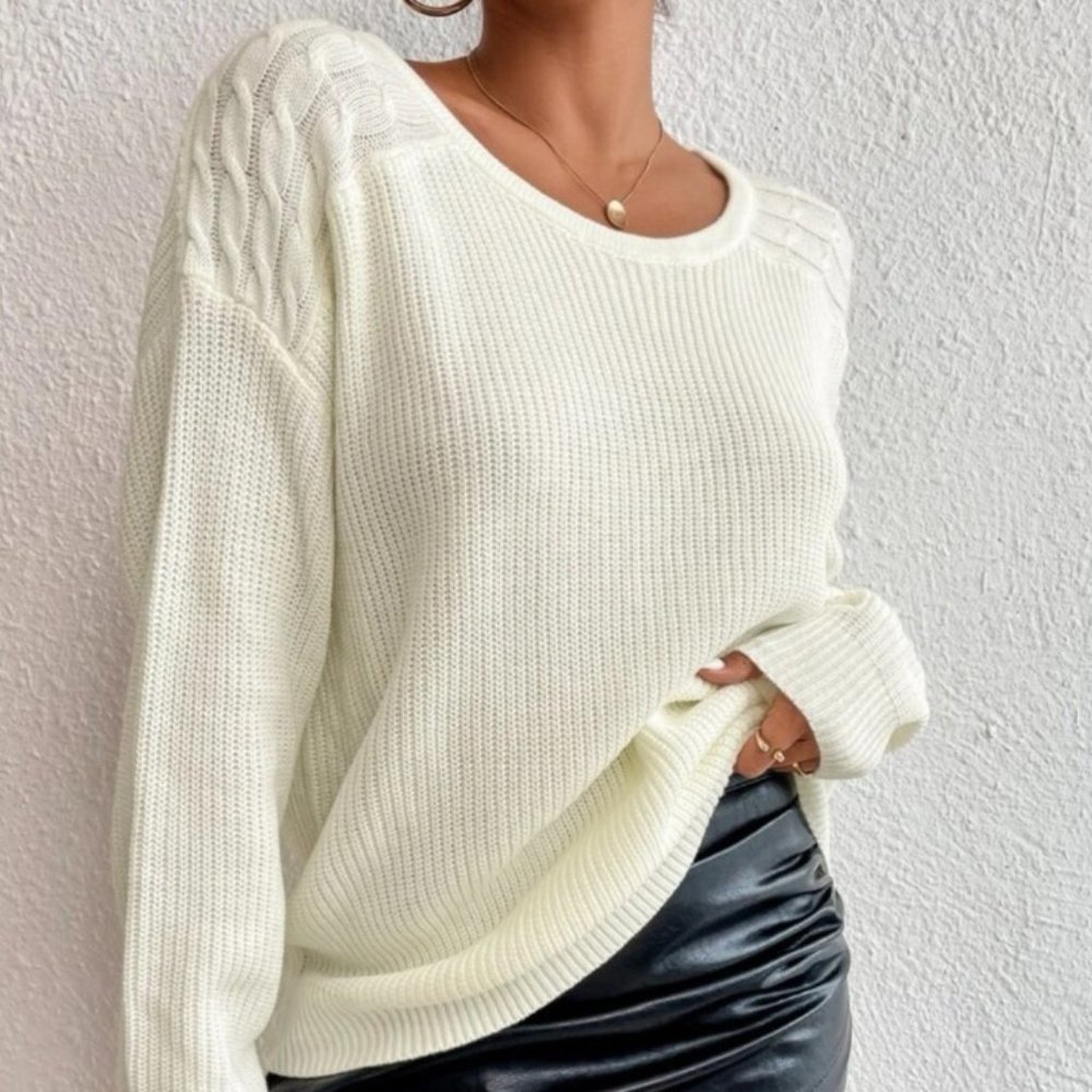 Stellar Designs White Ribbed Knit Sweater🍂💛 - Picture 5 of 9